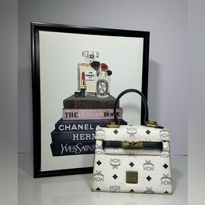 MCM Vicetos Logogram Turn Lock Hand Bag PVC Leather